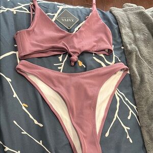 Pink/purple Ribbed Bikini Set